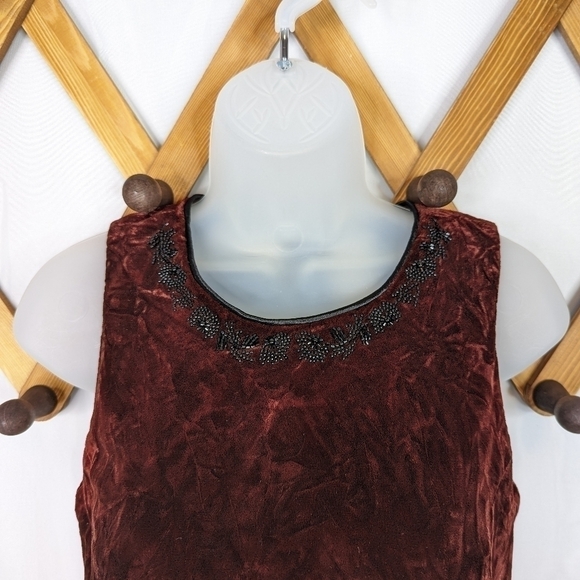 Liz Claiborne Velvet Scoop Neck Y2K Vintage Sheath Mini Dress - Picture 3 of 7